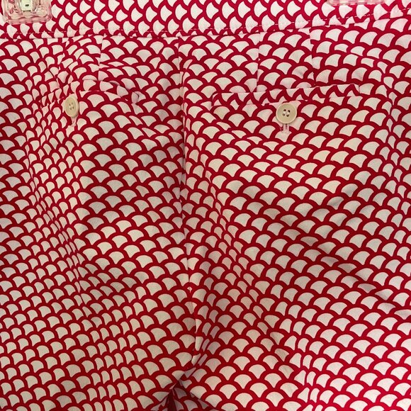 Talbots Womens Size 2 Chatham Straight Leg Side Zip Red/White Ankle Pants - Picture 3 of 11